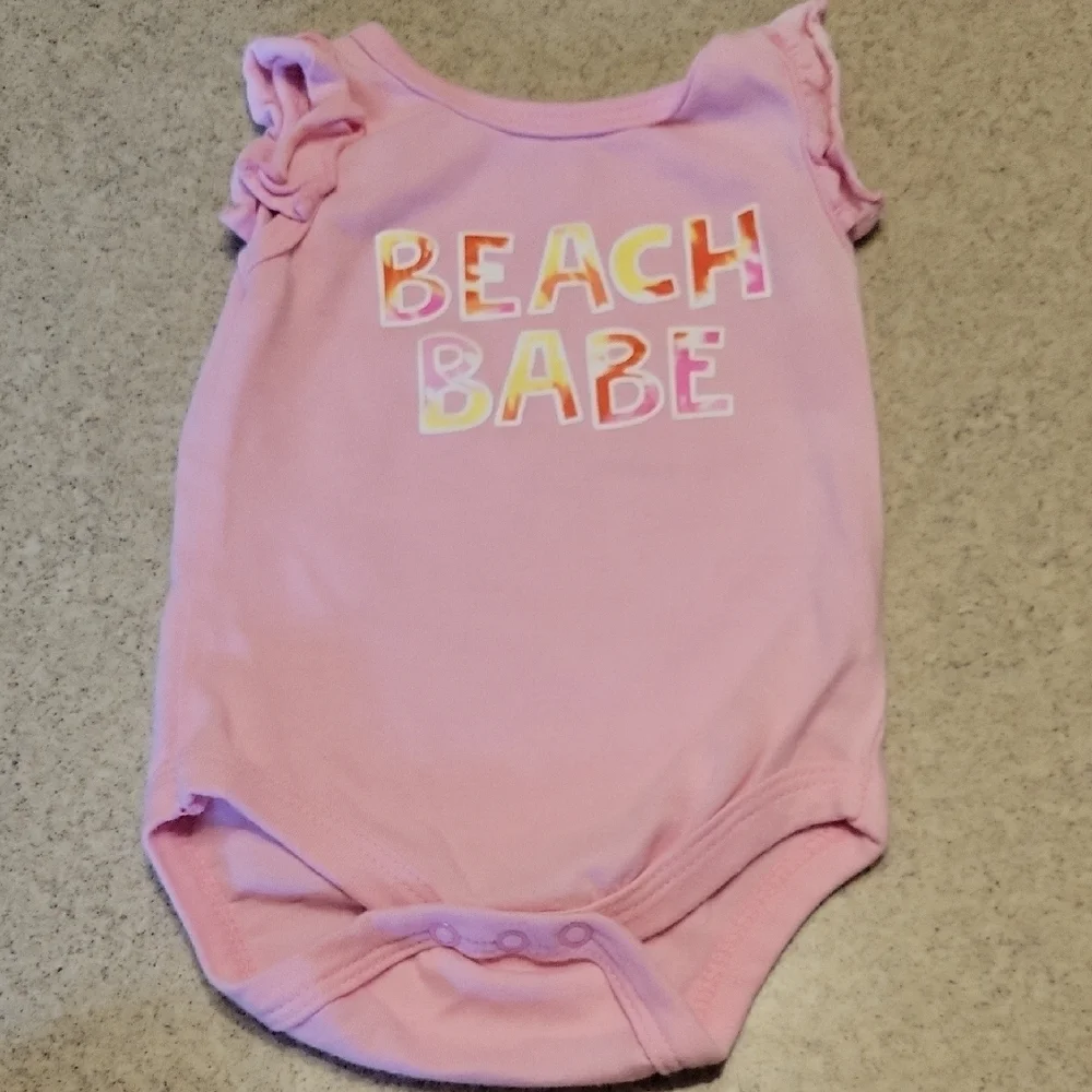 Cutie Pie Brand: Pink Beach Babe Onesie and Tie-Dye Shorts Set Size 6-9 MONTHS
